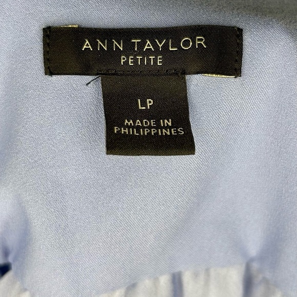 Ann Taylor Petite Peplum Blouse Ruffle Sleeve Womens Size LP Blue Career Office - Picture 5 of 7